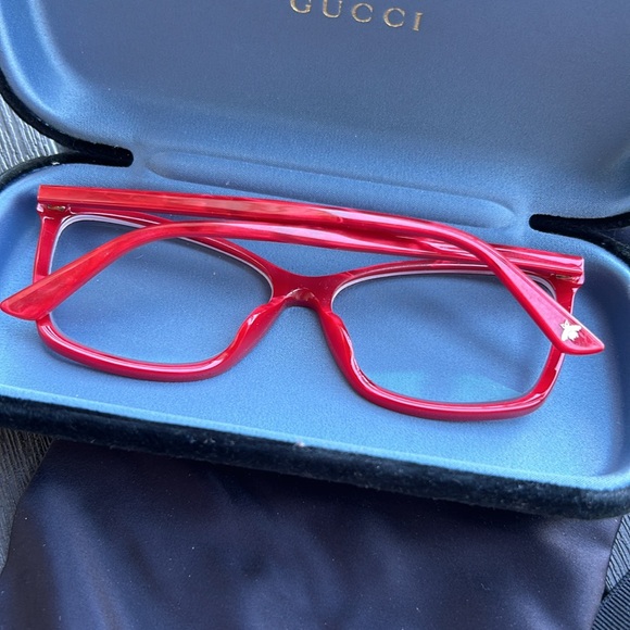 Gucci GG0025O Eyeglass Frames in Red - Picture 3 of 6